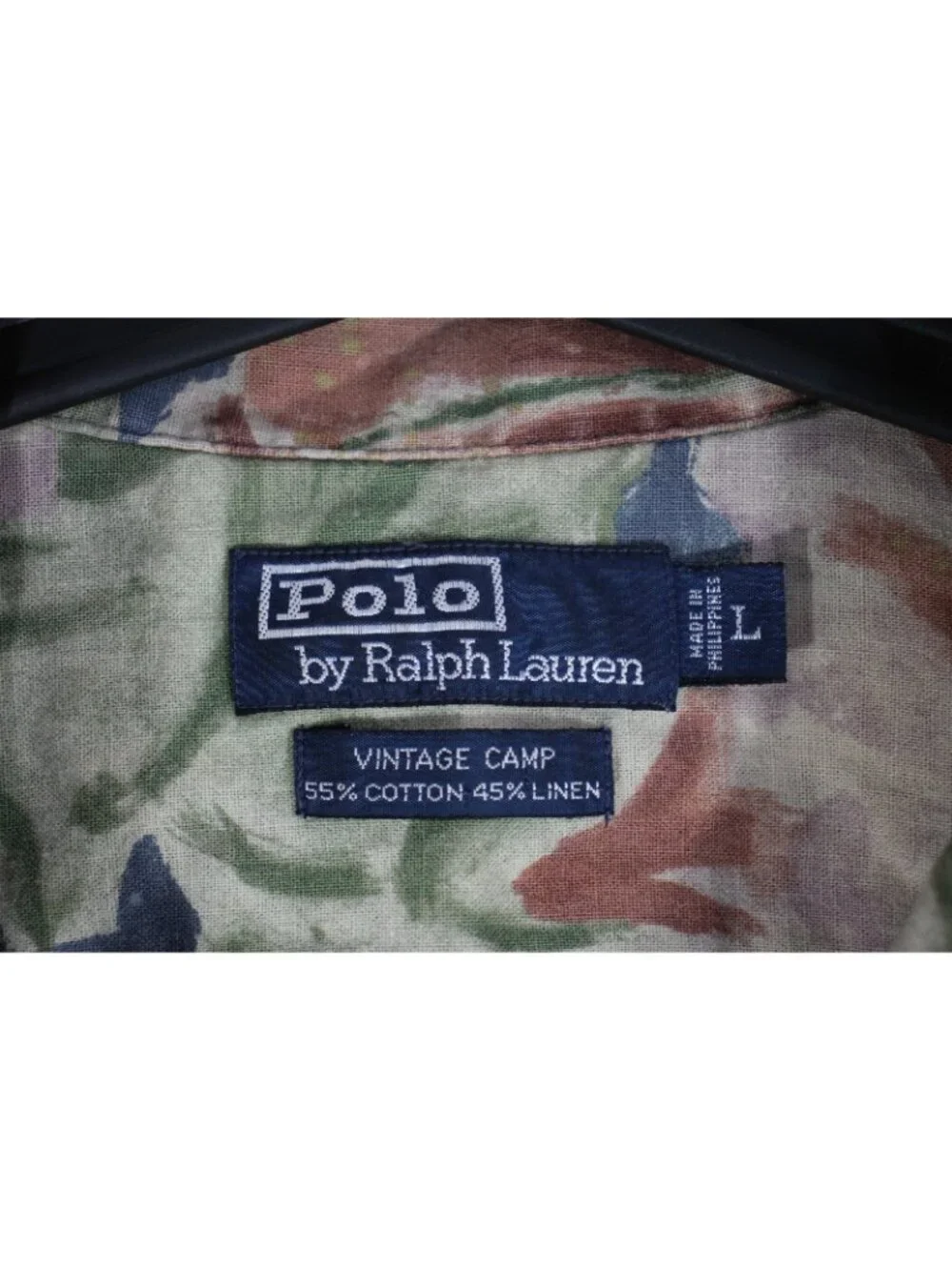 Polo Ralph Lauren Mens Large Watercolor Vintage Camp Loop Button Up Shirt H1055